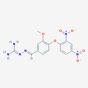 molecular formula C15H14N6O6 B390092 2-[(E)-[4-(2,4-dinitrophenoxy)-3-methoxyphenyl]methylideneamino]guanidine 