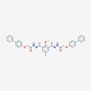 molecular formula C38H34N4O5 B390093 2-([1,1'-biphenyl]-4-yloxy)-N'-(3-{2-[([1,1'-biphenyl]-4-yloxy)acetyl]carbohydrazonoyl}-2-methoxy-5-methylbenzylidene)acetohydrazide 