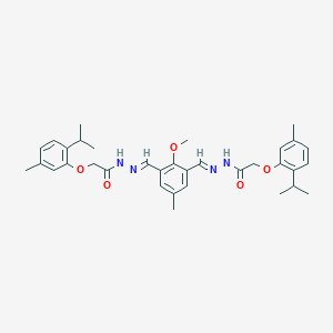 molecular formula C34H42N4O5 B390094 2-(2-isopropyl-5-methylphenoxy)-N'~1~-{(E)-1-[3-({(E)-2-[2-(2-isopropyl-5-methylphenoxy)acetyl]hydrazono}methyl)-2-methoxy-5-methylphenyl]methylidene}acetohydrazide 