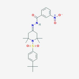 molecular formula C26H34N4O5S B390095 N'-{1-[(4-tert-butylphenyl)sulfonyl]-2,2,6,6-tetramethyl-4-piperidinylidene}-3-nitrobenzohydrazide 