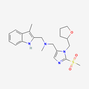 N-methyl-N-[(3-methyl-1H-indol-2-yl)methyl]-1-[2-methylsulfonyl-3-(oxolan-2-ylmethyl)imidazol-4-yl]methanamine