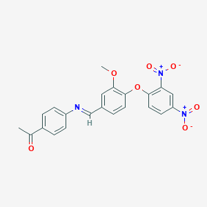 molecular formula C22H17N3O7 B390099 1-{4-[(4-{2,4-Bisnitrophenoxy}-3-methoxybenzylidene)amino]phenyl}ethanone 