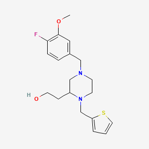 molecular formula C19H25FN2O2S B3901033 2-[4-(4-fluoro-3-methoxybenzyl)-1-(2-thienylmethyl)-2-piperazinyl]ethanol 