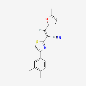 molecular formula C19H16N2OS B3901071 2-[4-(3,4-dimethylphenyl)-1,3-thiazol-2-yl]-3-(5-methyl-2-furyl)acrylonitrile 