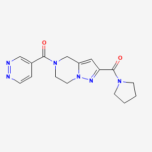 molecular formula C16H18N6O2 B3901111 5-(pyridazin-4-ylcarbonyl)-2-(pyrrolidin-1-ylcarbonyl)-4,5,6,7-tetrahydropyrazolo[1,5-a]pyrazine 