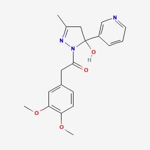 molecular formula C19H21N3O4 B3901136 1-[(3,4-dimethoxyphenyl)acetyl]-3-methyl-5-(3-pyridinyl)-4,5-dihydro-1H-pyrazol-5-ol 