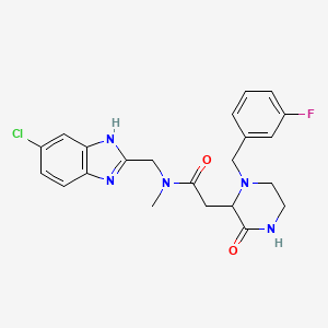 N-[(5-chloro-1H-benzimidazol-2-yl)methyl]-2-[1-(3-fluorobenzyl)-3-oxo-2-piperazinyl]-N-methylacetamide