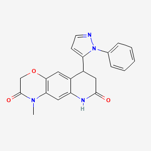 4-methyl-9-(1-phenyl-1H-pyrazol-5-yl)-8,9-dihydro-2H-[1,4]oxazino[2,3-g]quinoline-3,7(4H,6H)-dione