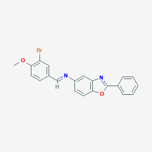 molecular formula C21H15BrN2O2 B390123 N-(3-bromo-4-methoxybenzylidene)-N-(2-phenyl-1,3-benzoxazol-5-yl)amine 