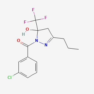 1-(3-chlorobenzoyl)-3-propyl-5-(trifluoromethyl)-4,5-dihydro-1H-pyrazol-5-ol