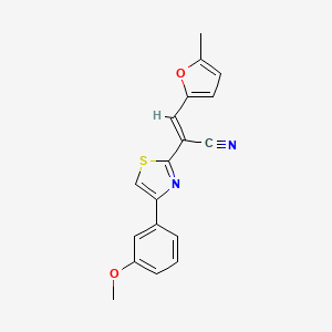 (E)-2-[4-(3-methoxyphenyl)-1,3-thiazol-2-yl]-3-(5-methylfuran-2-yl)prop-2-enenitrile