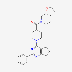 molecular formula C26H34N4O2 B3901382 N-ethyl-1-(2-phenyl-6,7-dihydro-5H-cyclopenta[d]pyrimidin-4-yl)-N-(tetrahydro-2-furanylmethyl)-4-piperidinecarboxamide 