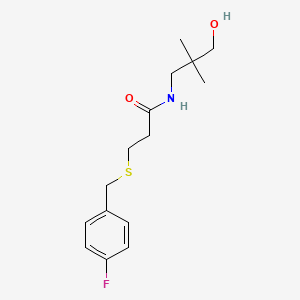 molecular formula C15H22FNO2S B3901410 3-[(4-fluorobenzyl)thio]-N-(3-hydroxy-2,2-dimethylpropyl)propanamide 