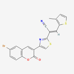 molecular formula C20H11BrN2O2S2 B3901433 (E)-2-[4-(6-bromo-2-oxochromen-3-yl)-1,3-thiazol-2-yl]-3-(3-methylthiophen-2-yl)prop-2-enenitrile 