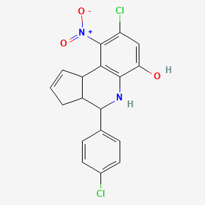 8-chloro-4-(4-chlorophenyl)-9-nitro-3a,4,5,9b-tetrahydro-3H-cyclopenta[c]quinolin-6-ol