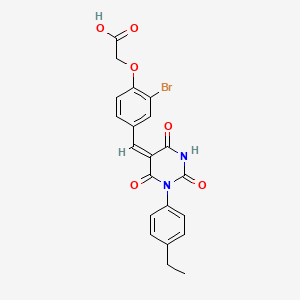 (2-bromo-4-{[1-(4-ethylphenyl)-2,4,6-trioxotetrahydro-5(2H)-pyrimidinylidene]methyl}phenoxy)acetic acid