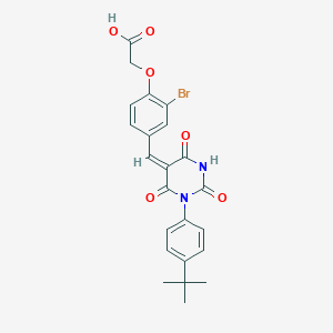 (2-bromo-4-{[1-(4-tert-butylphenyl)-2,4,6-trioxotetrahydro-5(2H)-pyrimidinylidene]methyl}phenoxy)acetic acid