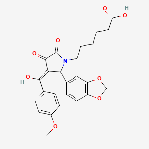 molecular formula C25H25NO8 B3901499 6-[2-(1,3-benzodioxol-5-yl)-4-hydroxy-3-(4-methoxybenzoyl)-5-oxo-2,5-dihydro-1H-pyrrol-1-yl]hexanoic acid 