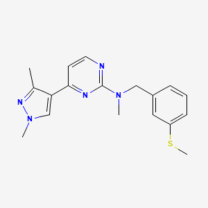 molecular formula C18H21N5S B3901516 4-(1,3-dimethyl-1H-pyrazol-4-yl)-N-methyl-N-[3-(methylthio)benzyl]pyrimidin-2-amine 