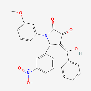 molecular formula C24H18N2O6 B3901539 4-benzoyl-3-hydroxy-1-(3-methoxyphenyl)-5-(3-nitrophenyl)-1,5-dihydro-2H-pyrrol-2-one 