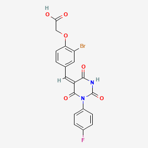 molecular formula C19H12BrFN2O6 B3901558 (2-bromo-4-{(E)-[1-(4-fluorophenyl)-2,4,6-trioxotetrahydropyrimidin-5(2H)-ylidene]methyl}phenoxy)acetic acid 