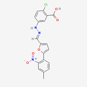 molecular formula C19H14ClN3O5 B3901757 2-chloro-5-(2-{[5-(4-methyl-2-nitrophenyl)-2-furyl]methylene}hydrazino)benzoic acid 