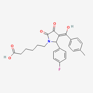 molecular formula C24H24FNO5 B3901788 6-[2-(4-fluorophenyl)-4-hydroxy-3-(4-methylbenzoyl)-5-oxo-2,5-dihydro-1H-pyrrol-1-yl]hexanoic acid 