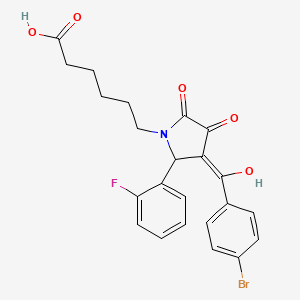 molecular formula C23H21BrFNO5 B3901810 6-[3-(4-bromobenzoyl)-2-(2-fluorophenyl)-4-hydroxy-5-oxo-2,5-dihydro-1H-pyrrol-1-yl]hexanoic acid 