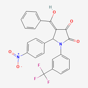 molecular formula C24H15F3N2O5 B3901824 4-benzoyl-3-hydroxy-5-(4-nitrophenyl)-1-[3-(trifluoromethyl)phenyl]-1,5-dihydro-2H-pyrrol-2-one 