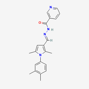 molecular formula C21H22N4O B3901858 N'-{[1-(3,4-dimethylphenyl)-2,5-dimethyl-1H-pyrrol-3-yl]methylene}nicotinohydrazide 