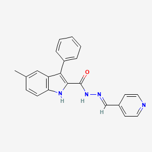molecular formula C22H18N4O B3901864 5-methyl-3-phenyl-N'-(4-pyridinylmethylene)-1H-indole-2-carbohydrazide 