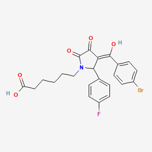 molecular formula C23H21BrFNO5 B3901870 6-[3-(4-bromobenzoyl)-2-(4-fluorophenyl)-4-hydroxy-5-oxo-2,5-dihydro-1H-pyrrol-1-yl]hexanoic acid 
