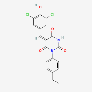 molecular formula C19H14Cl2N2O4 B3901884 5-(3,5-dichloro-4-hydroxybenzylidene)-1-(4-ethylphenyl)-2,4,6(1H,3H,5H)-pyrimidinetrione 