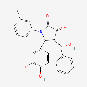 molecular formula C25H21NO5 B3901898 4-benzoyl-3-hydroxy-5-(4-hydroxy-3-methoxyphenyl)-1-(3-methylphenyl)-1,5-dihydro-2H-pyrrol-2-one 
