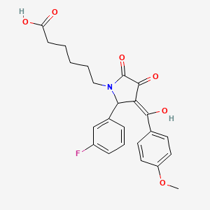 molecular formula C24H24FNO6 B3901907 6-[2-(3-fluorophenyl)-4-hydroxy-3-(4-methoxybenzoyl)-5-oxo-2,5-dihydro-1H-pyrrol-1-yl]hexanoic acid 
