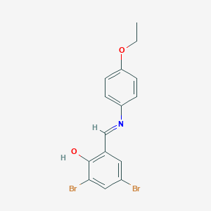 molecular formula C15H13Br2NO2 B390192 2,4-Dibromo-6-{[(4-ethoxyphenyl)imino]methyl}phenol 