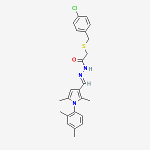 molecular formula C24H26ClN3OS B3901946 2-[(4-chlorobenzyl)thio]-N'-{[1-(2,4-dimethylphenyl)-2,5-dimethyl-1H-pyrrol-3-yl]methylene}acetohydrazide 