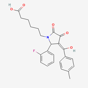 molecular formula C24H24FNO5 B3901989 6-[2-(2-fluorophenyl)-4-hydroxy-3-(4-methylbenzoyl)-5-oxo-2,5-dihydro-1H-pyrrol-1-yl]hexanoic acid 
