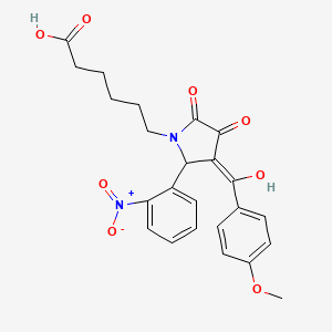 molecular formula C24H24N2O8 B3901999 6-[3-hydroxy-4-(4-methoxybenzoyl)-5-(2-nitrophenyl)-2-oxo-2,5-dihydro-1H-pyrrol-1-yl]hexanoic acid 