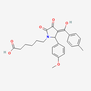molecular formula C25H27NO6 B3902005 6-[3-hydroxy-5-(4-methoxyphenyl)-4-(4-methylbenzoyl)-2-oxo-2,5-dihydro-1H-pyrrol-1-yl]hexanoic acid CAS No. 5952-31-8