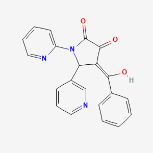 molecular formula C21H15N3O3 B3902033 4-benzoyl-3-hydroxy-1-(2-pyridinyl)-5-(3-pyridinyl)-1,5-dihydro-2H-pyrrol-2-one 