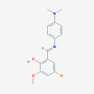 molecular formula C16H17BrN2O2 B390206 4-Bromo-2-({[4-(dimethylamino)phenyl]imino}methyl)-6-methoxyphenol 