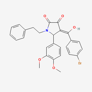 molecular formula C27H24BrNO5 B3902060 4-(4-bromobenzoyl)-5-(3,4-dimethoxyphenyl)-3-hydroxy-1-(2-phenylethyl)-1,5-dihydro-2H-pyrrol-2-one 