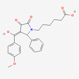 molecular formula C24H25NO6 B3902100 6-[3-hydroxy-4-(4-methoxybenzoyl)-2-oxo-5-phenyl-2,5-dihydro-1H-pyrrol-1-yl]hexanoic acid 