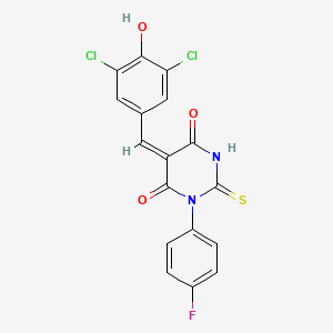 molecular formula C17H9Cl2FN2O3S B3902132 5-(3,5-dichloro-4-hydroxybenzylidene)-1-(4-fluorophenyl)-2-thioxodihydro-4,6(1H,5H)-pyrimidinedione 