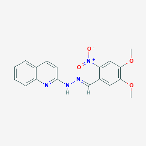 molecular formula C18H16N4O4 B3902148 4,5-dimethoxy-2-nitrobenzaldehyde 2-quinolinylhydrazone 