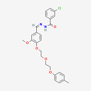 molecular formula C26H27ClN2O5 B3902154 3-chloro-N'-(3-methoxy-4-{2-[2-(4-methylphenoxy)ethoxy]ethoxy}benzylidene)benzohydrazide 