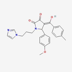 molecular formula C25H25N3O4 B3902174 3-hydroxy-1-[3-(1H-imidazol-1-yl)propyl]-5-(4-methoxyphenyl)-4-(4-methylbenzoyl)-1,5-dihydro-2H-pyrrol-2-one 