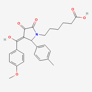 molecular formula C25H27NO6 B3902180 6-[3-hydroxy-4-(4-methoxybenzoyl)-5-(4-methylphenyl)-2-oxo-2,5-dihydro-1H-pyrrol-1-yl]hexanoic acid 