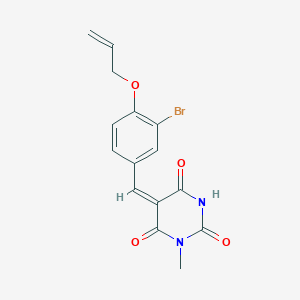 molecular formula C15H13BrN2O4 B3902197 5-[4-(allyloxy)-3-bromobenzylidene]-1-methyl-2,4,6(1H,3H,5H)-pyrimidinetrione 